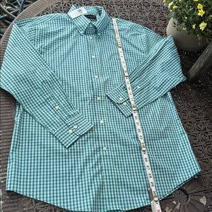 Ralph Lauren Men’s Blue, Green Plaid Shirt 16.5 Cotton Polyester Elastane. New!